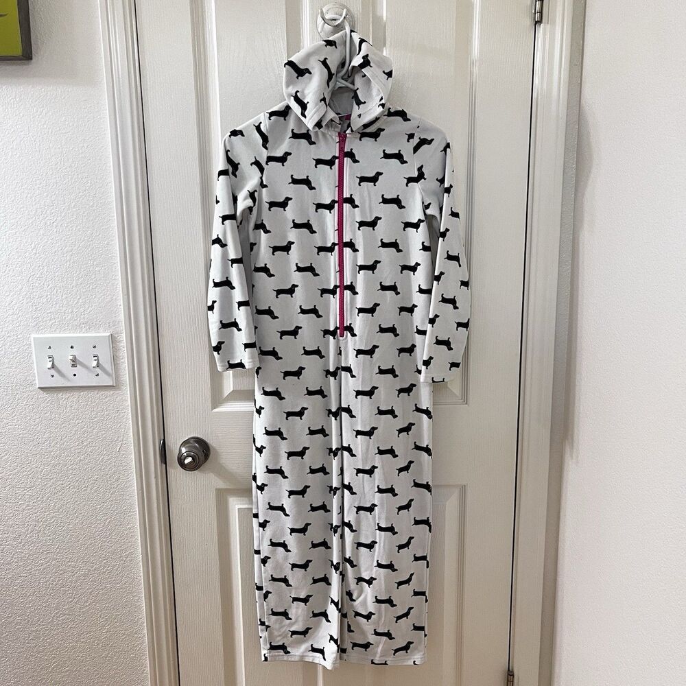 Tucker + Tate Dachshund Dog Fleece One Piece Hooded Pajamas Girls Size M 8-10